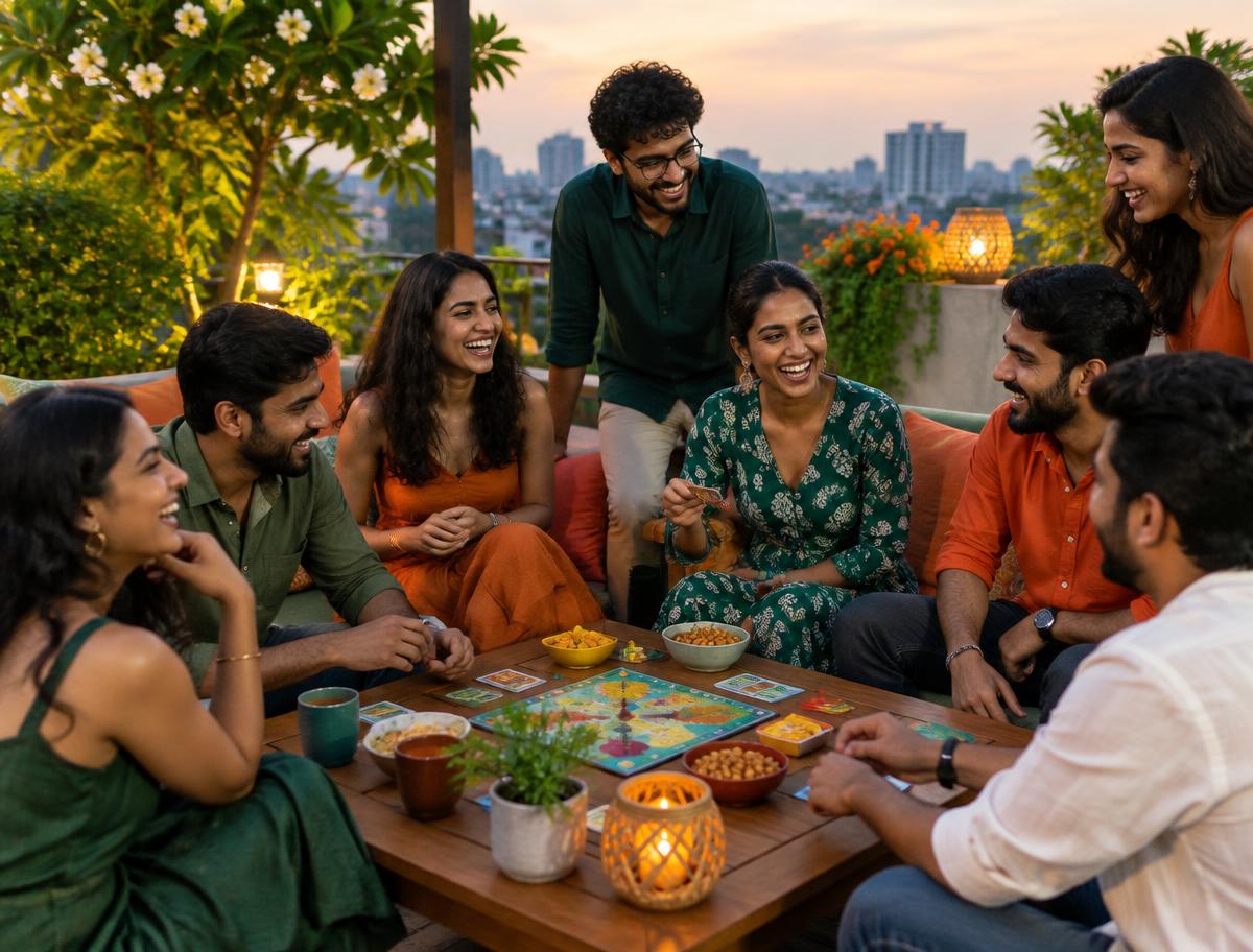 Friends laughing together at a Sway gathering